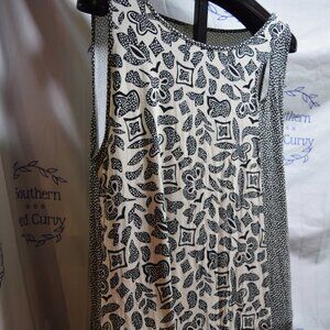 Cato Tank Dress, Abstact Print, Asymetrical, Black & White, size 26/28W